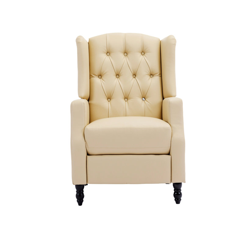 Fauteuil à oreilles / fauteuil inclinable de 26,77 po de large Verl, Similicuir brun clair