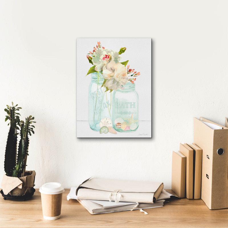  «Bath Time Mason Jars» par Jean Plout, art mural sur toile, 12 po x 16 po, H 16 po x l 12 po