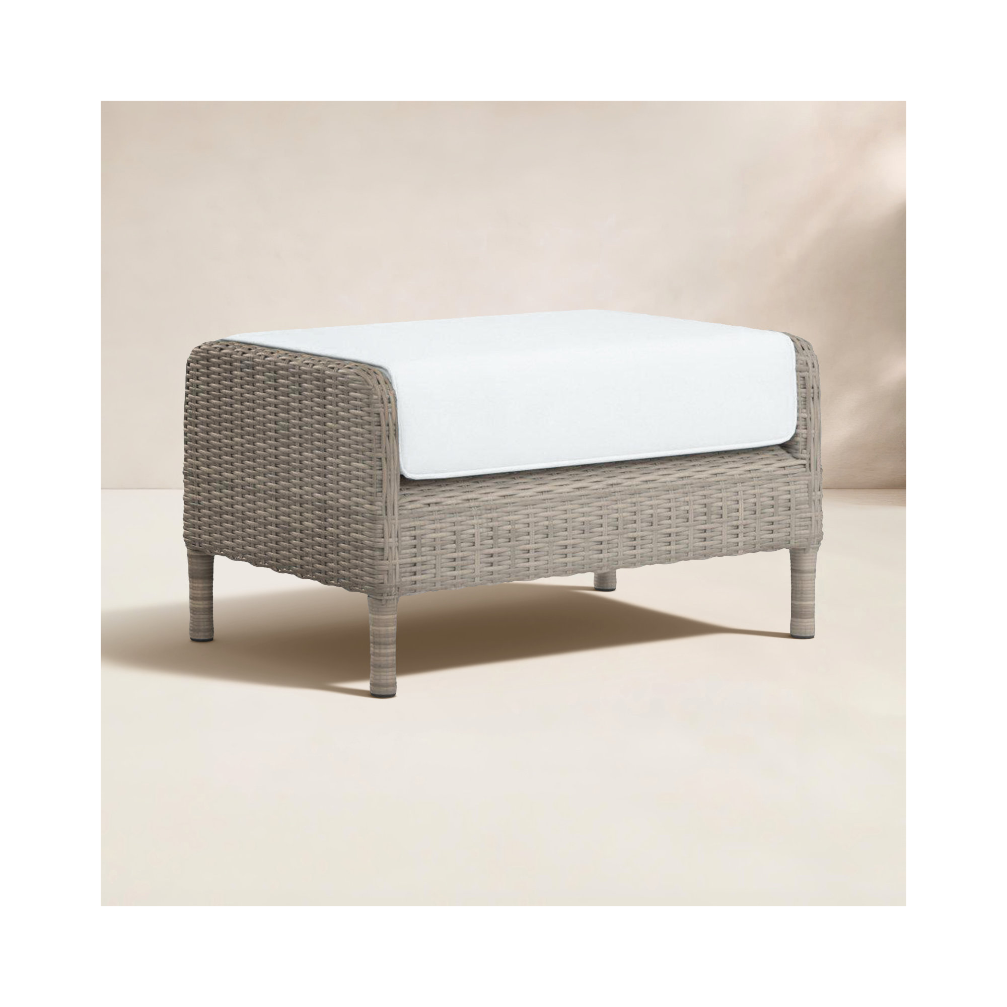 Manhattan Wicker Outdoor Ottoman with Sunbrella® Cushion, Canvas Skyline Sunbrella®