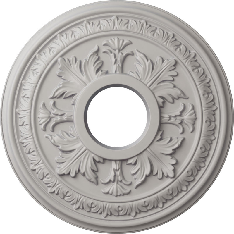 Endurathane Baltimore Ceiling Medallion, 15 3/8"OD x 4 1/4"ID x 1 1/2"P (Fits Canopies up to 5 1/2"), Hand-Painted Ultra Pure White Finish