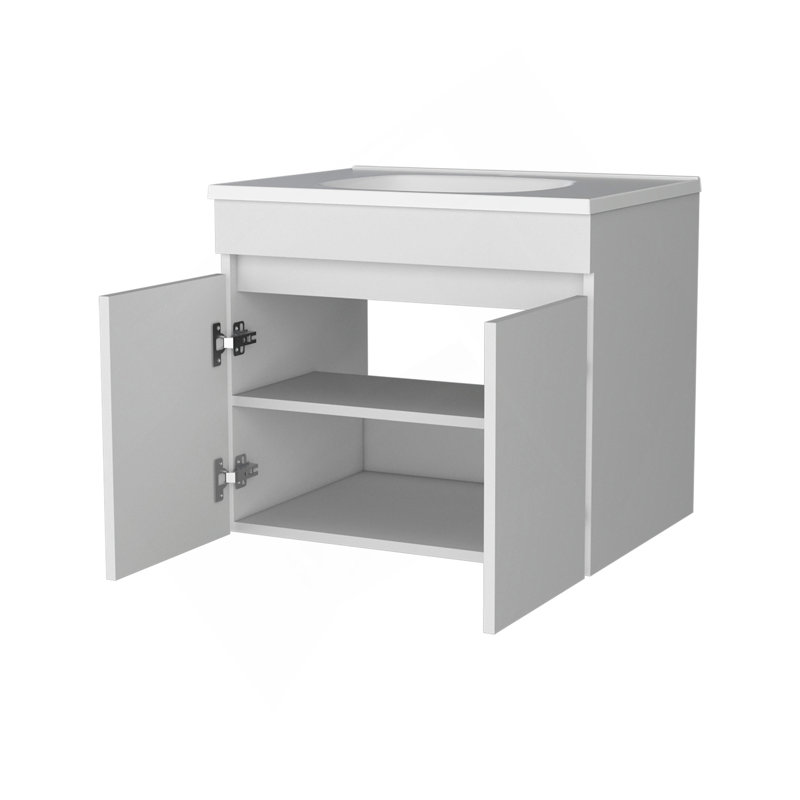 FM FURNITURE Rainbow City Vanity With 2 Doors, White, White