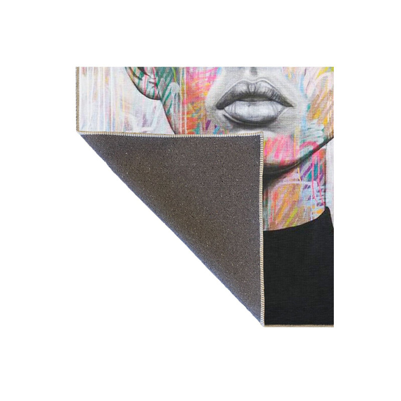 Face Themed Multicolor Patterned Rug, Rectangle 4'7" x 6'7" Rug Pad Included