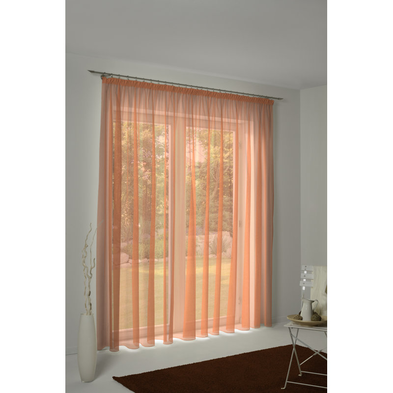 Peck Slot Top Semi Sheer Single Curtain, Orange