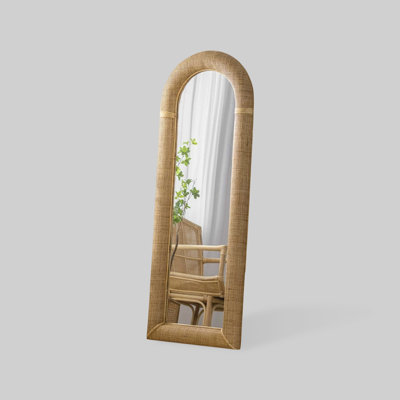 Half-Circle Rattan+Manufactured Wood Full Length Mirrors