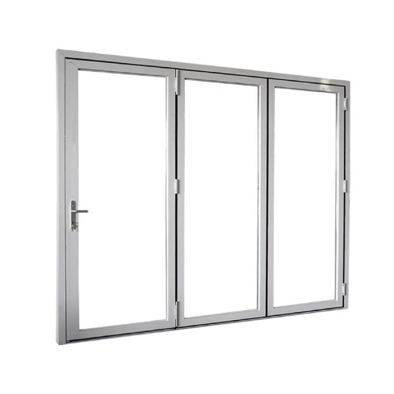 Portes de patio pliantes en aluminium, S'ouvre à gauche vers l'extérieur, Blanc, H 84 po x l 120 po x P 3 po