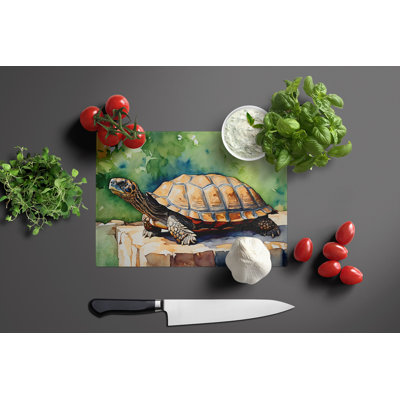 Turtles Tortoises Glass Cutting Board Large