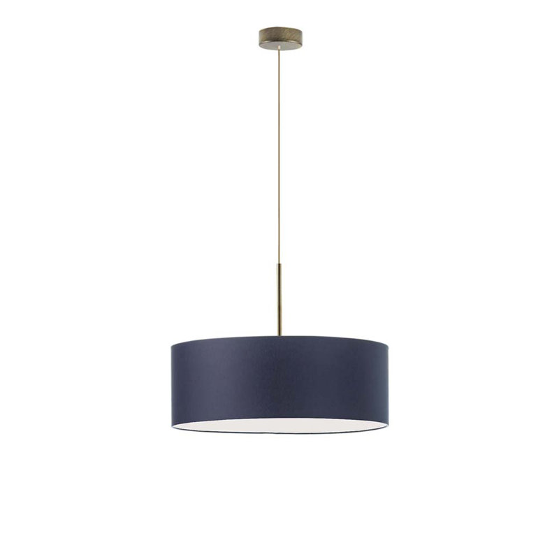 Aubryn 3 - Light Drum Pendant, 120cm H x 50cm W x 50cm D, Navy Blue, Antique Gold