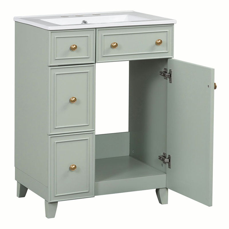 24'' Single Bathroom Vanity with Top, Green