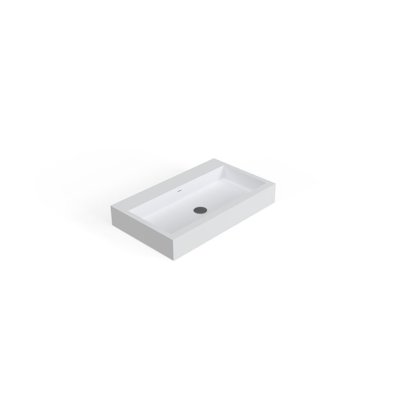Badeloft 31.4" x 18.8" Rectangular Stone Resin Wall Mounted Bathroom Sink with Overflow WT-06-L-M in Matte White, Matte White