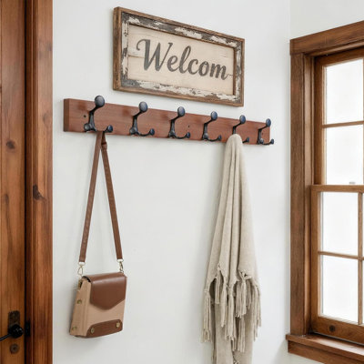 Solid Wood Wall Mounted Coat Rack With 6 Triple Hooks, 36-Inch Long For Heavy Duty Use In Entryways, Classrooms, Offices, And Mudrooms