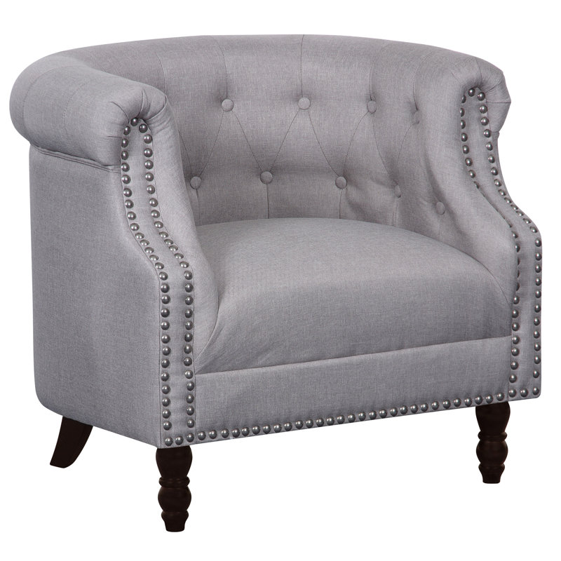Willisville Upholstered Barrel Chair, Light Gray
