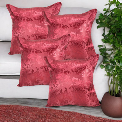 Krause Indoor / Outdoor Floral Pink Square Throw Cushion Cover Pack of 4