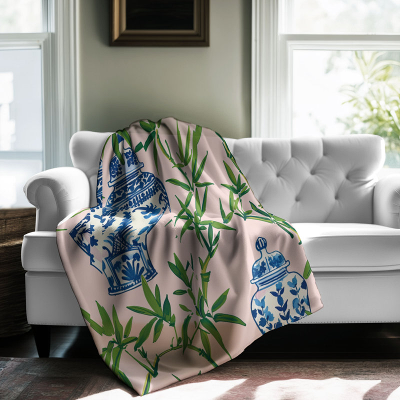 Bamboo Elegance - Couverture sherpa de qualité supérieure 1 pièce, L 60 po x L 80 po