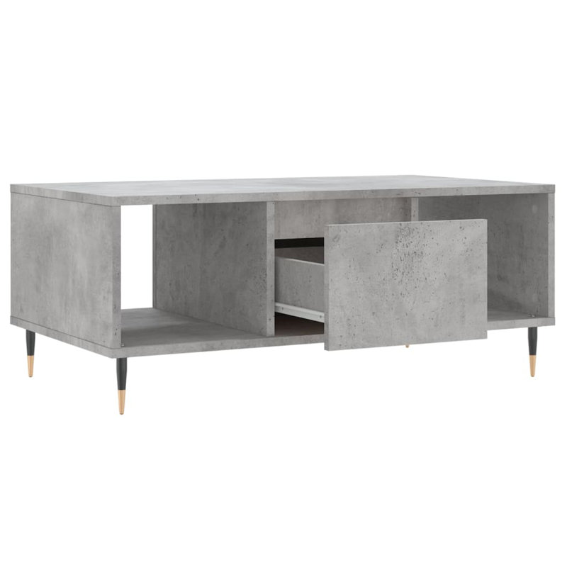 Ceda Four Leg Coffee Table with Storage, Concrete Grey