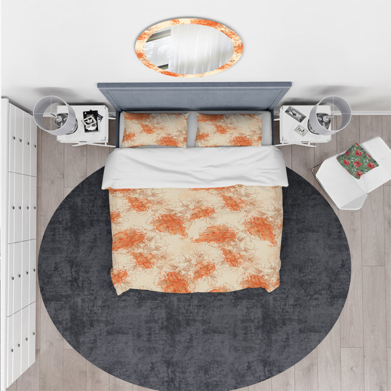 Farmhouse / Country Polyester Floral Duvet Cover, Twin Duvet Cover + 1 Sham