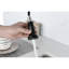 Robinet de lavabo industriel avec robinet escamotable noir mat en acier inoxydable commercial noir, bec rotatif à 360 °