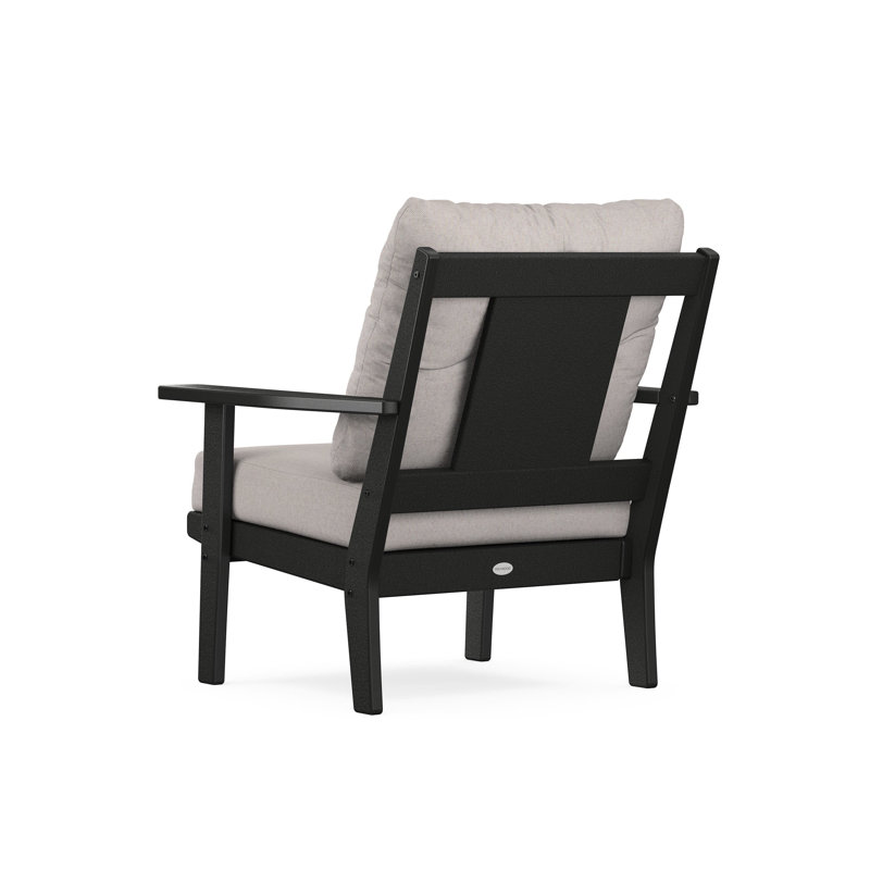 Chaise à assise profonde Lakeside Prairie, Toile de jute sable, Noir