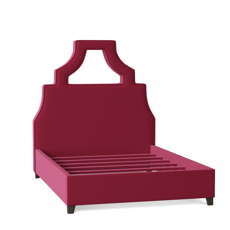 Lit plateforme tapissier Natalie, Double, Fuchsia Tess, Espresso