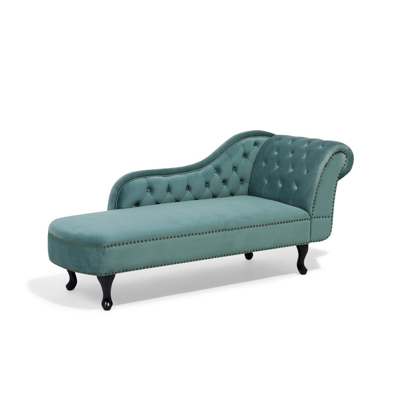 Jeb Velvet Chaise Lounge, Right Hand Facing, Mint Green