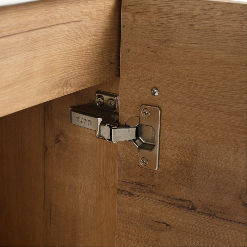 Meuble-lavabo flottant mural 18 po avec lavabo en céramique et porte d'armoire à fermeture en douceur, pour petite salle de bain