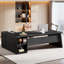 Bureau de direction en L 78 po en bois manufacturé et en métal-345318996