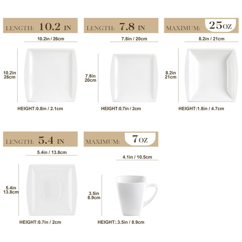 Blance Ceramic Dinnerware Set 60 Piece - Service for 12