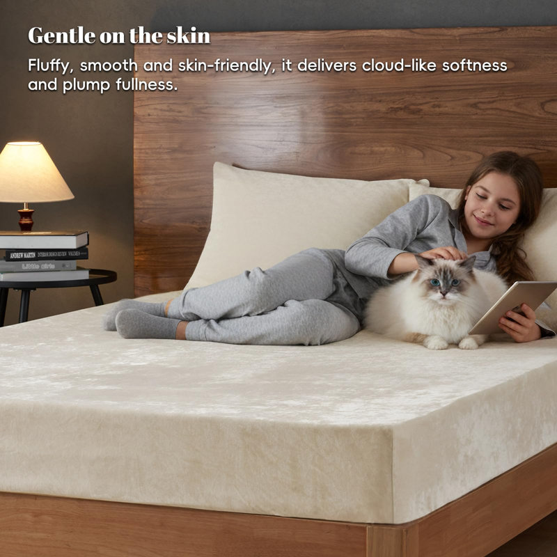 PHF Truly Velvet Fitted Sheet, Luxury Super Soft Cozy Fuzzy Fleece Bottom Sheet, Deep Pocket Up to 16",Strenghth Elastic Band, Suitable for Fall Winter Spring,No Pillowcases