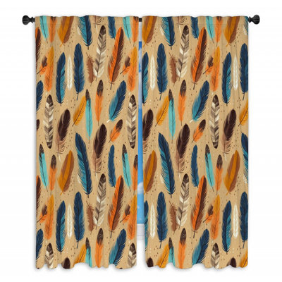 Rideaux Boho Mid-Century artistique - 2 panneaux