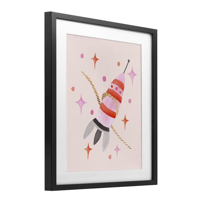 Vaisseau spatial avec impression encadrée sous verre Lasso, design par Nina Jacobs, Cadre noir minuit, H 21 po x l 17 po