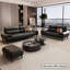 Black Genuine Leather Standard Sofa bed cushion couch-2106154295