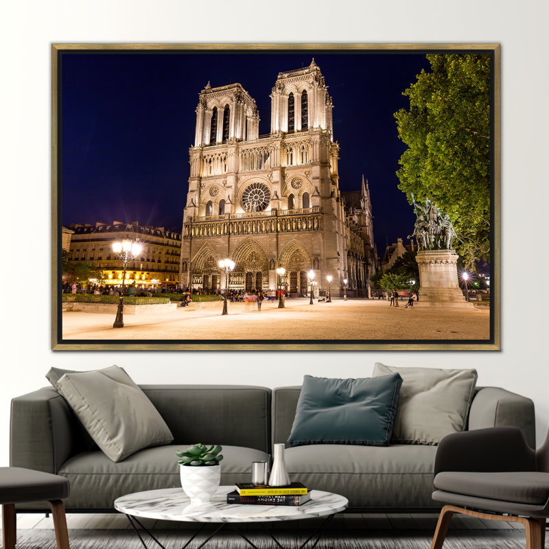 Toile de Paris, art mural Notre-Dame, toile de ville, toile de nuit, impression de paysage urbain, toile de France,