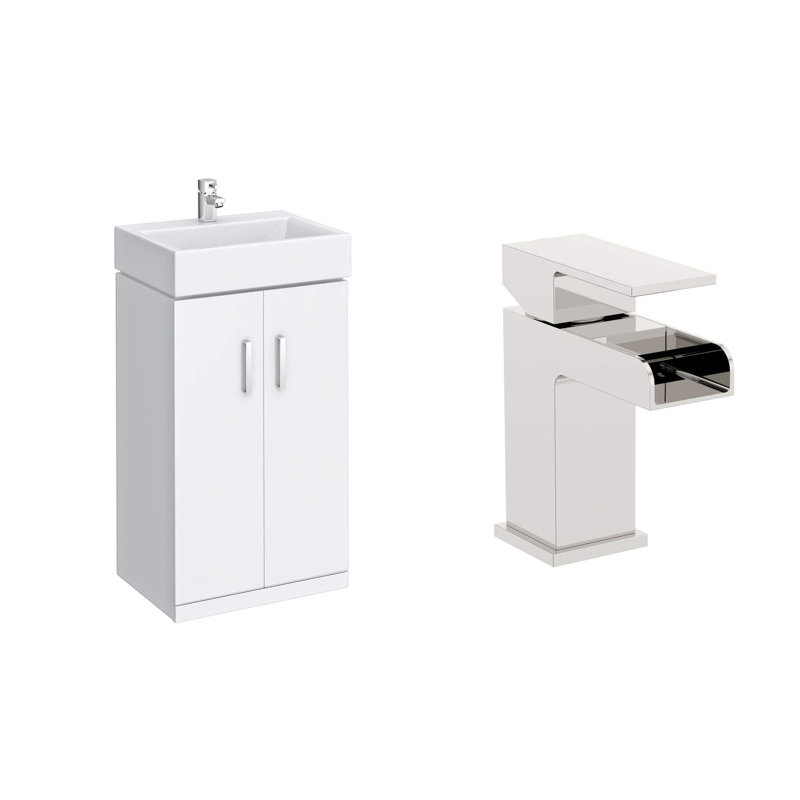 VeeBath Linx 450 Compact Vanity Sink Unit & Waterfall Basin Mixer Tap