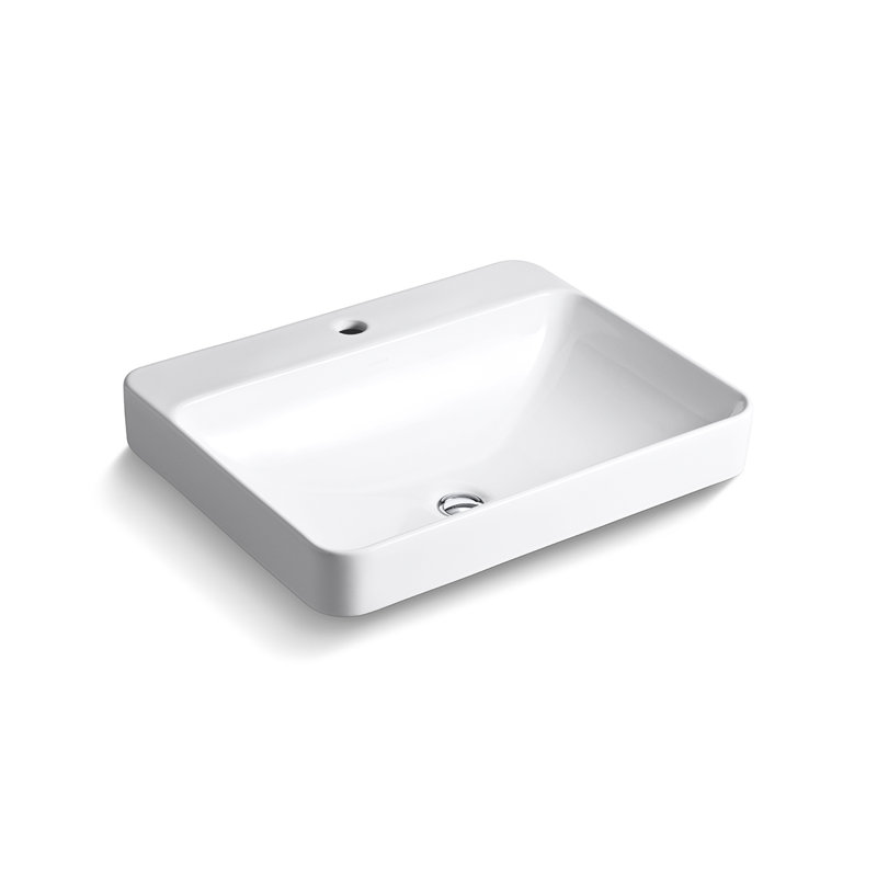 Vox Vitreous China Rectangular Vessel Bathroom Sink with Overflow, Ice Gray, 1