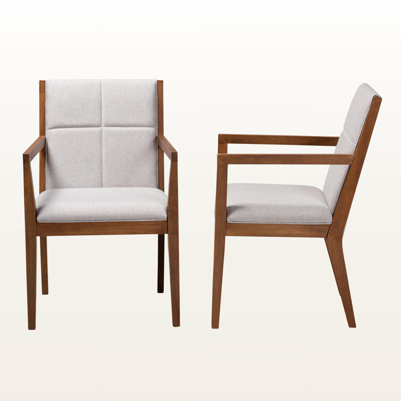 Upholstered Armchair, Beige Polyester