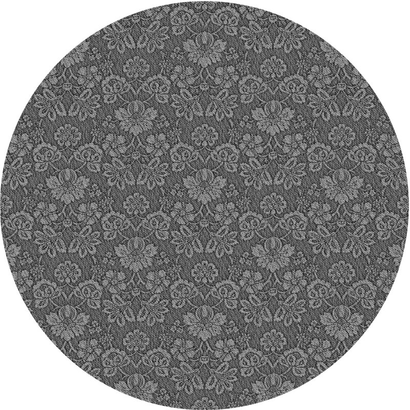 Tapis 100% à motifs lavables à la machine 2989 Pat890 GRY, Rond 8 pi
