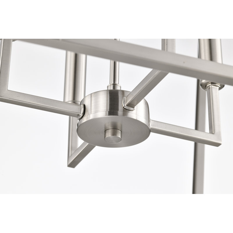 Mandle 4 - Light Dimmable Lantern Geometric Chandelier, Brushed Nickel, 68" H x 20" W x 20" D