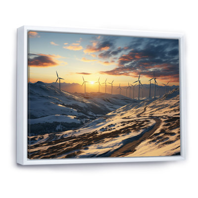 «Sunset Wind Turbines Mountain View III - Wind Turbines», art mural