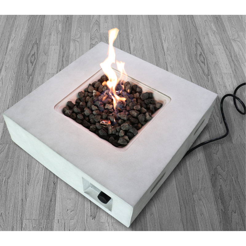 40000 Fire Pit Table In Concrete - Propane/Natural Gas, Gray, Rust & Heat , Modern Garden Outdoor, 30X30x11 Inches, 59 Lb Fireplace With Gas Burner , Outdoor Garden, Lbs