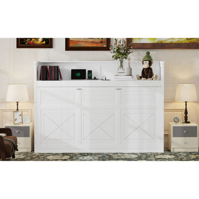 Lit simple TG avec bureau, lumières DEL,. Blanc. Fabriqué en bois massif et pour un bureau à la maison fonctionnel ou une chambre d'amis de couleur blanche. Produit par Stylish