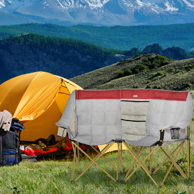 Folding Camping Chair, Red & Gray