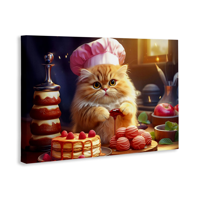 Toile de chat Fluffy Baker, design par Image World, H 24 po x l 36 po