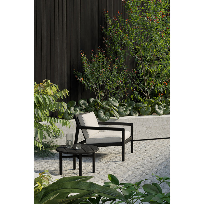 Jack Outdoor Teak Lounge Chair, Teak Black/Off White