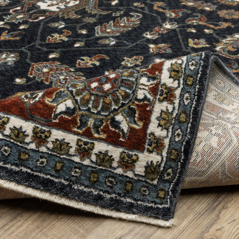 Tapis oriental en polyester tissé à la machine Sonaya, Rectangle 7 pi 10 po x 10 pi 10 po
