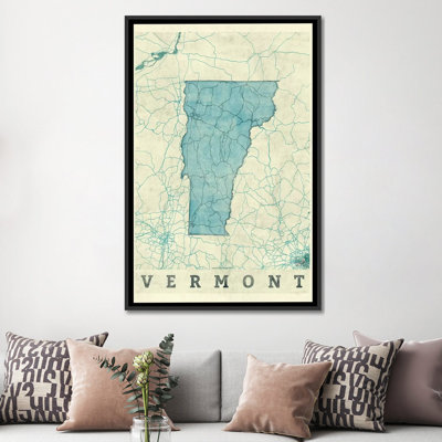 « vermont map », impression sur toile