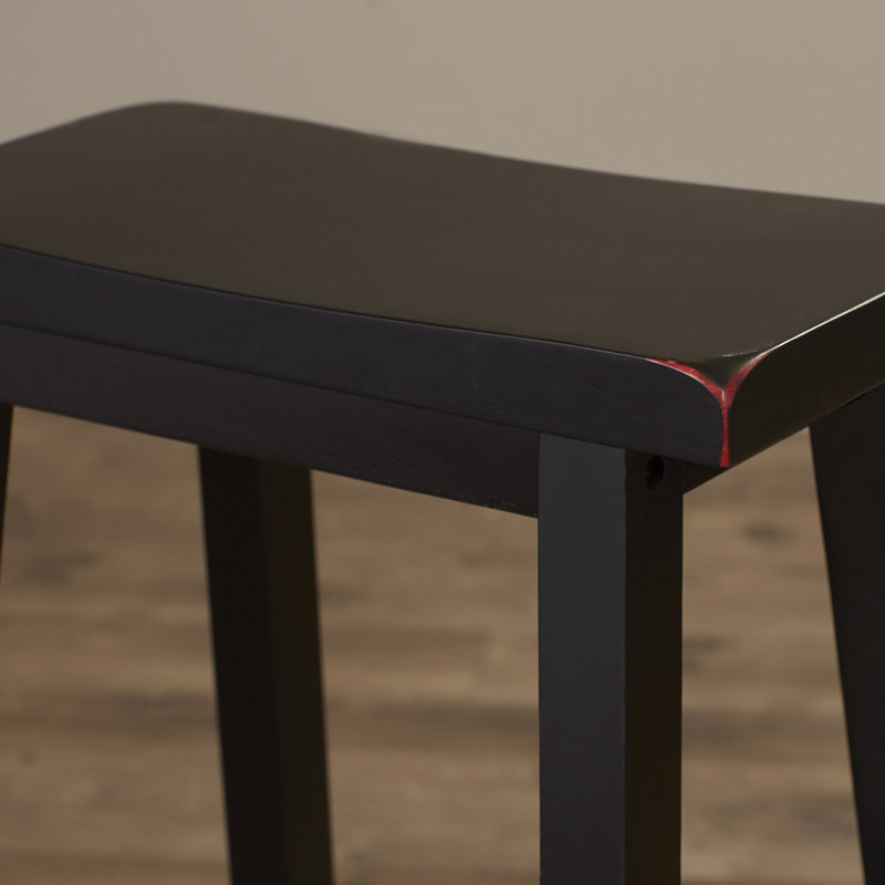Tabouret de bar et de comptoir en bois massif Forsyth, Tabouret de comptoir (assise de 24 po de hauteur), Noir antique