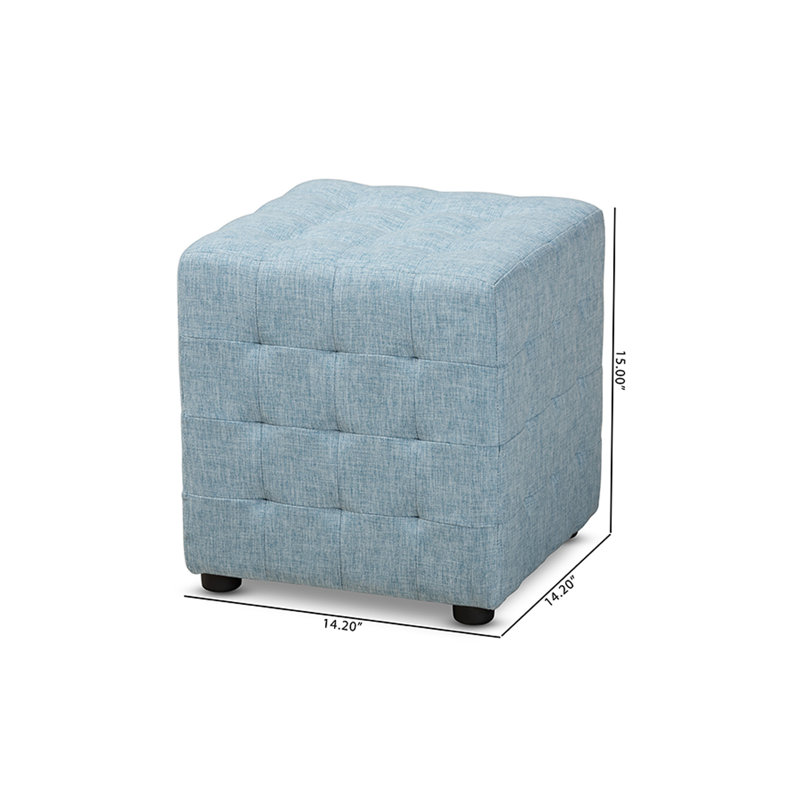 Burna Upholstered Ottoman, Light Blue