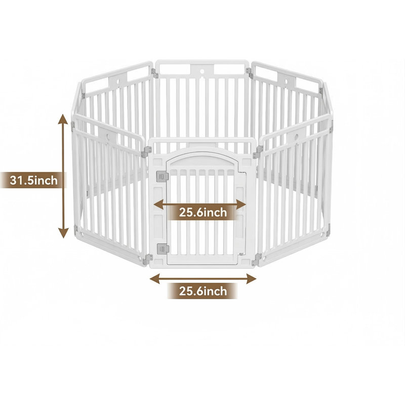 Système de confinement pour animaux avec porte, aire de jeu pliante pour chiots, conception à huit panneaux convenant aux petits chiens, assemblage simple et rangement compact, polyvalent pour une utilisation intérieure ou extérieure