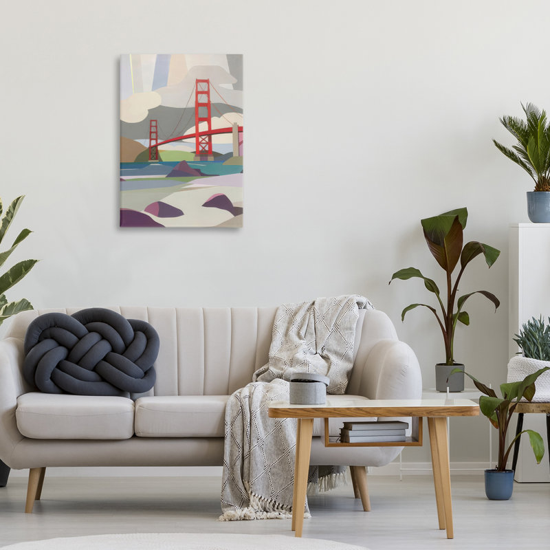 Toile d'architecture Golden Gate Bridge, conception par Melba Browne, H 24 po x l 16 po
