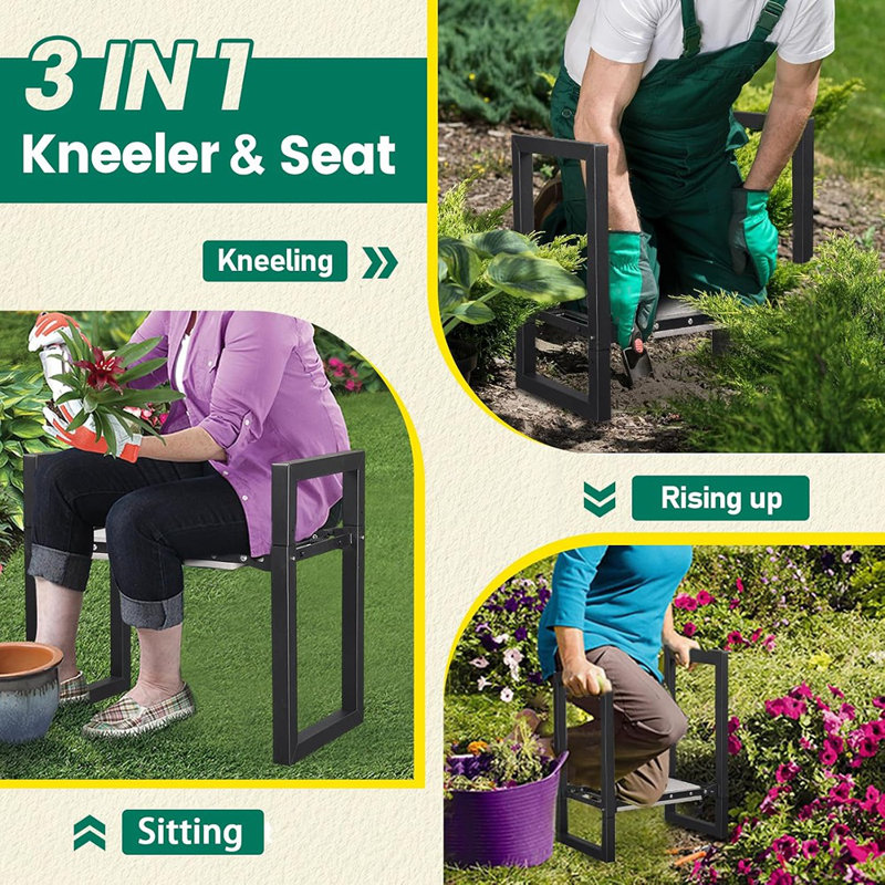 Garden Kneeler And Seat - Folding Garden Stool With Handles, Hea...