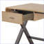 Bureau, 1 bureau rectangulaire moderne avec 1 tiroir | Base en X en métal | Or | Aluminium